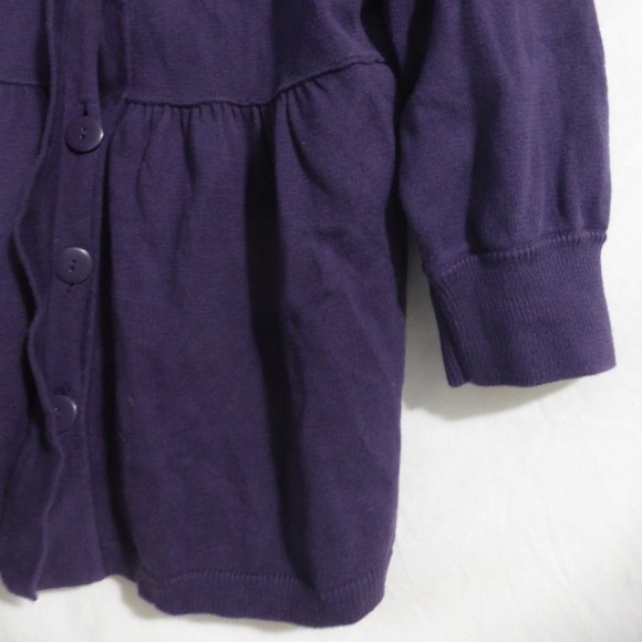 GAP, size small, purple large button front cardigan with pleated bottom, GUC - Picture 8 of 14